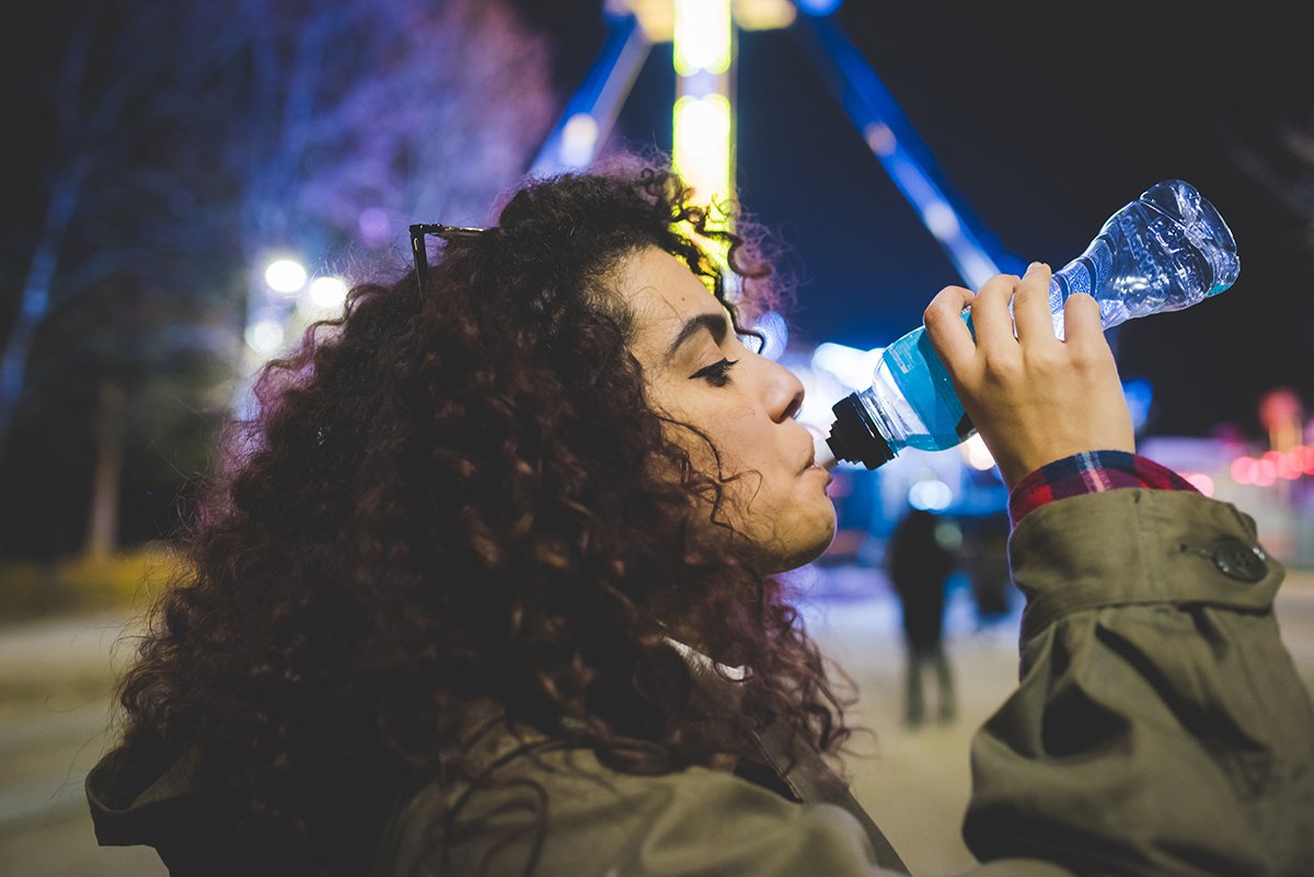 woman drinking water
